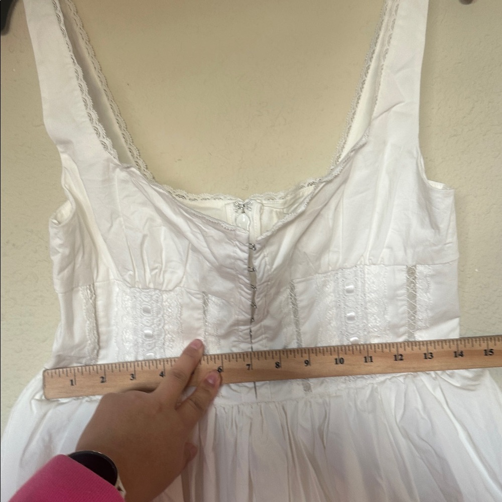 House of CB 'Perle’ White Lace Trim Midi Dress NWOT size L - Picture 7 of 14